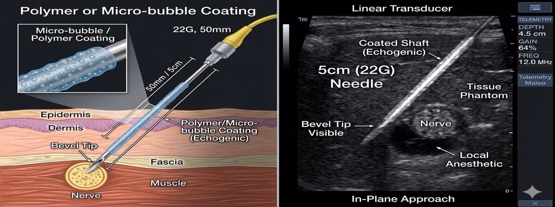 Needle with a polymer micro-bubble coating